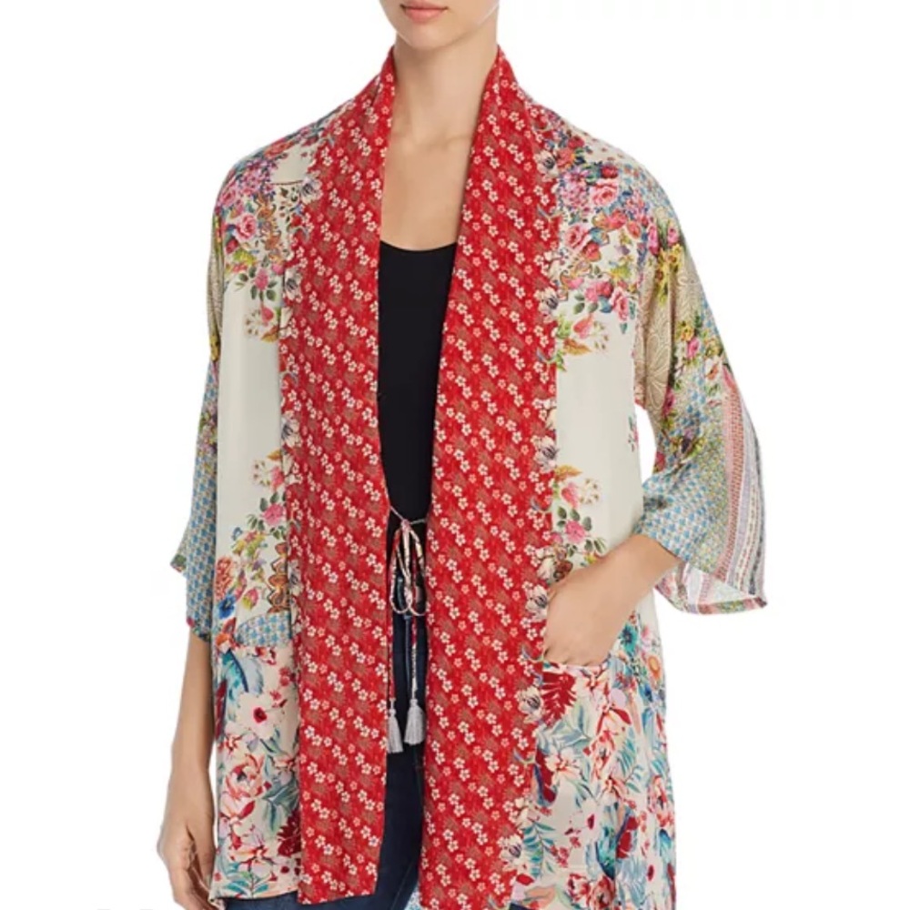 Johnny Was Silk Jade Kimono - Sz. L - NWT